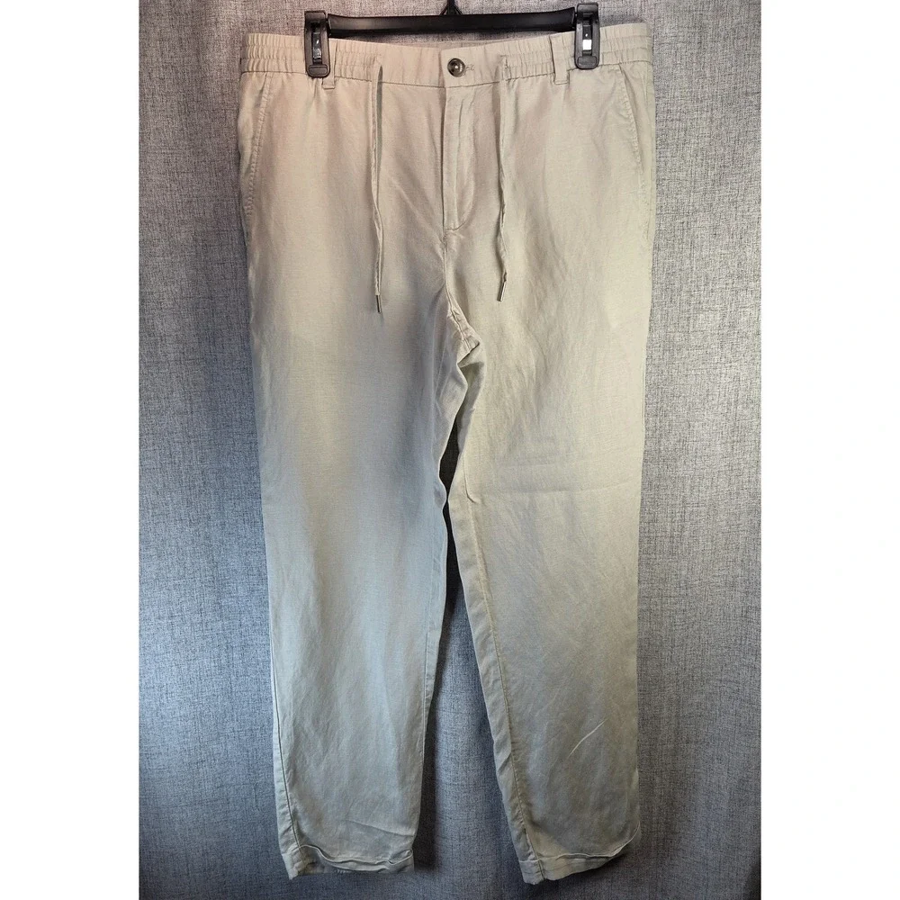 MNG‎ Mango Women's Beige Drawstring Utility Straight Trousers Pants 32 Beachy
